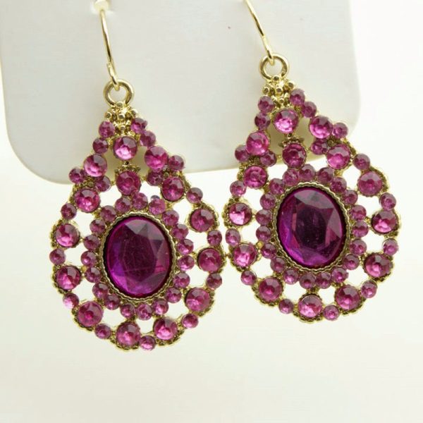 Bohemia Mor Kristal Etnik Damla Küpe