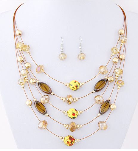 Kahverengi Işıltılı Takı Seti