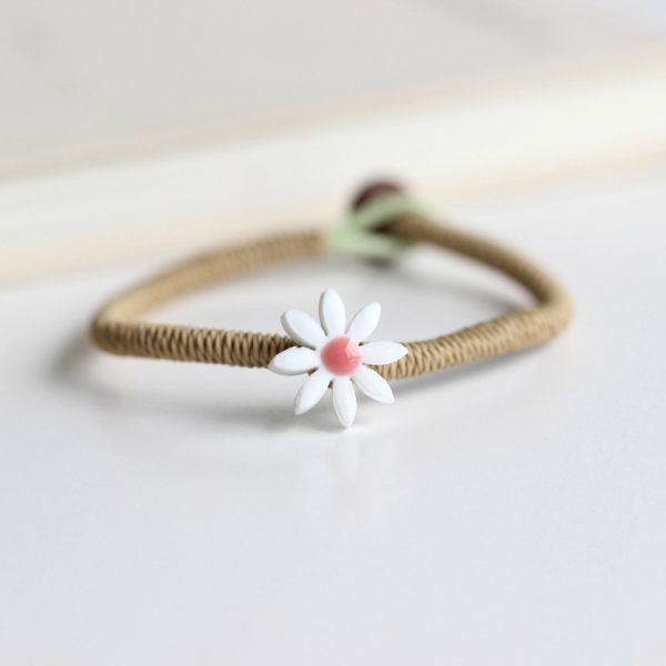 Seramik Bileklik   Papatya Desenli Beyaz