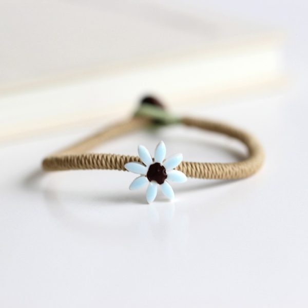 Seramik Bileklik   Papatya Desenli Mavi