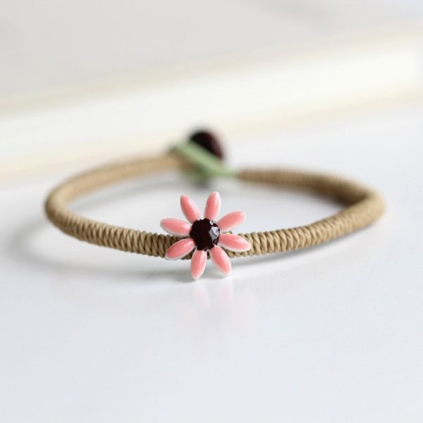 Seramik Bileklik   Papatya Desenli Pembe