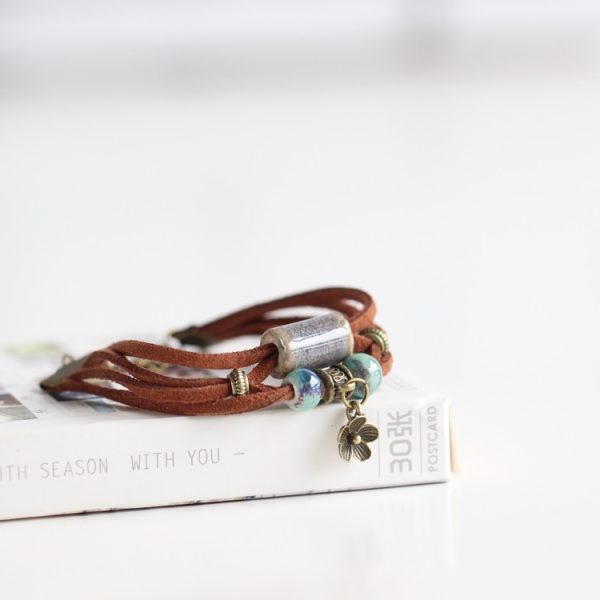 Seramik Bileklik   Papatya İşlemeli