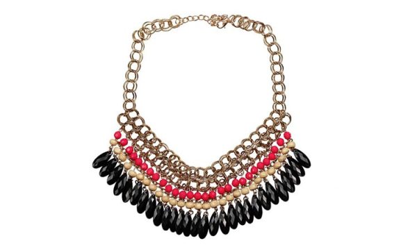 Trend Taşlı Püsküllü Kırmızı Kolye