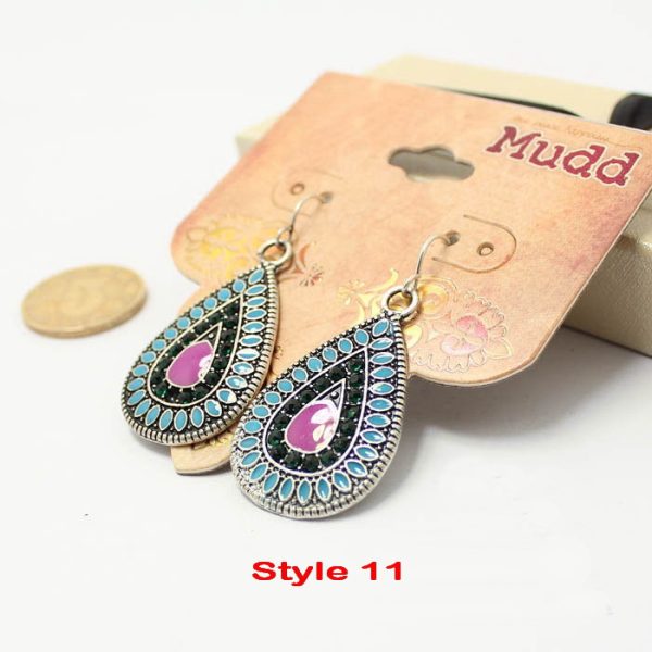 Turkuaz Taşlı Damla Küpe